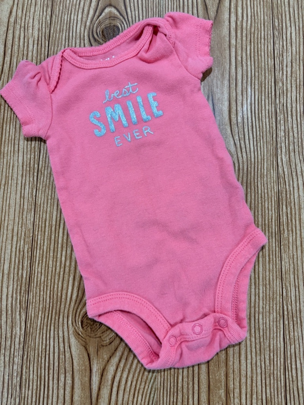 7/$20 Child of Mine Pink 'Best Smile Ever' Baby One-Piece Short Sleeve Bodysuit